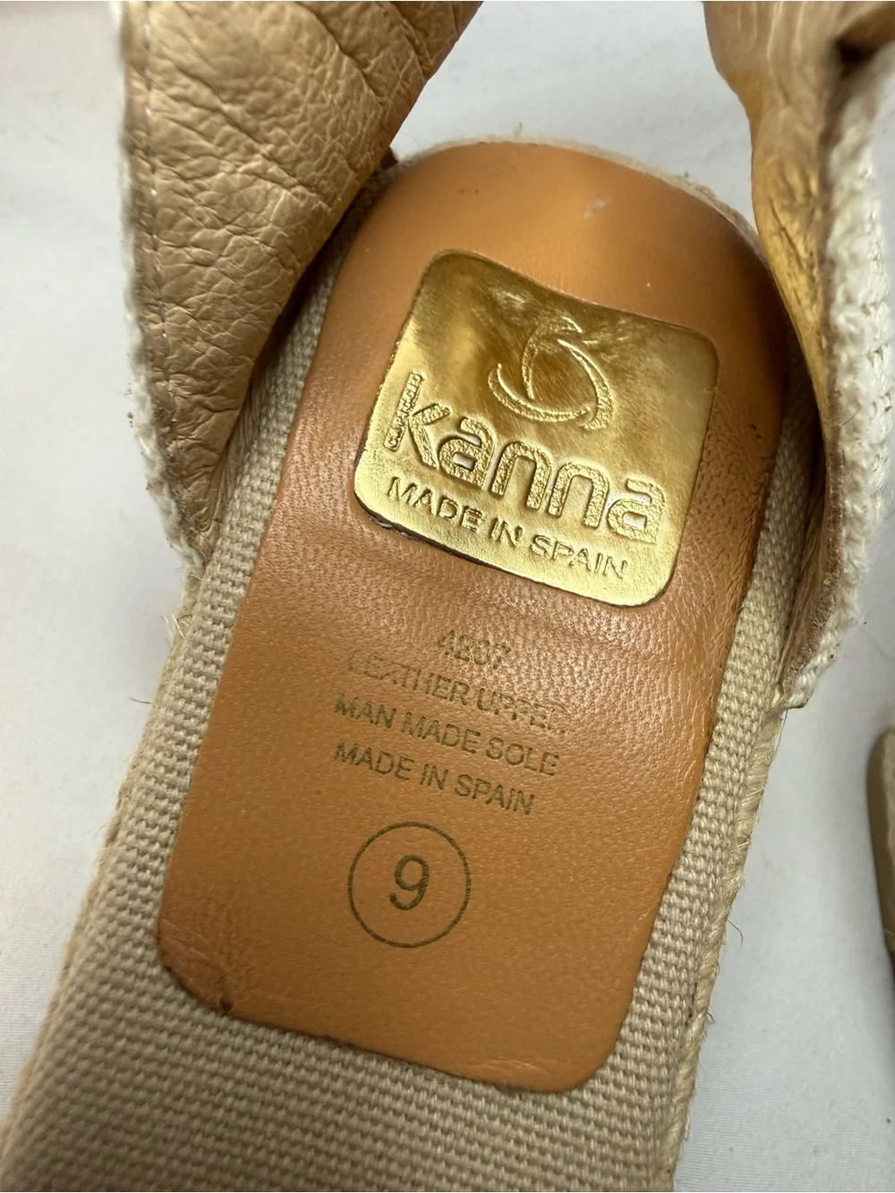 kanna Two-Tone Suede Peep-Toe Wedge Sandals in Tan and Cream